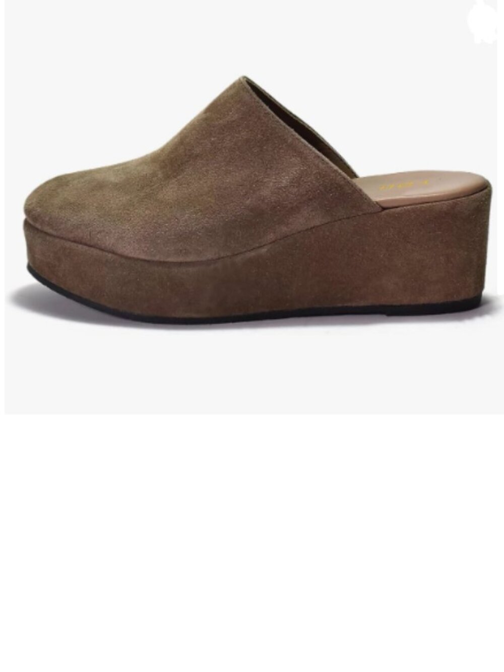 YDN Sienna Cute Round Toe Platform Heeled Mules Mid Wedge Heels Slippers